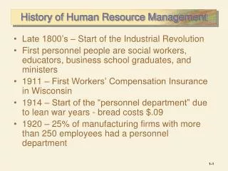 History of Human Resource Management