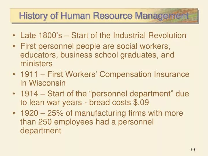 history of human resource management