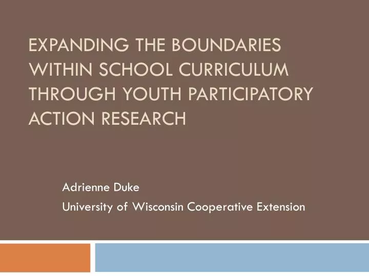 expanding the boundaries within school curriculum through youth participatory action research