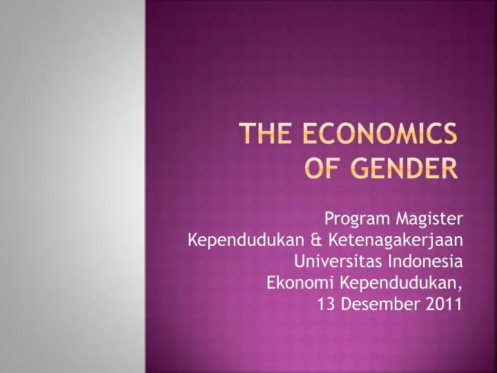 the economics of gender