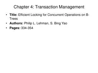 Chapter 4: Transaction Management