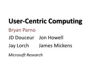 User-Centric Computing