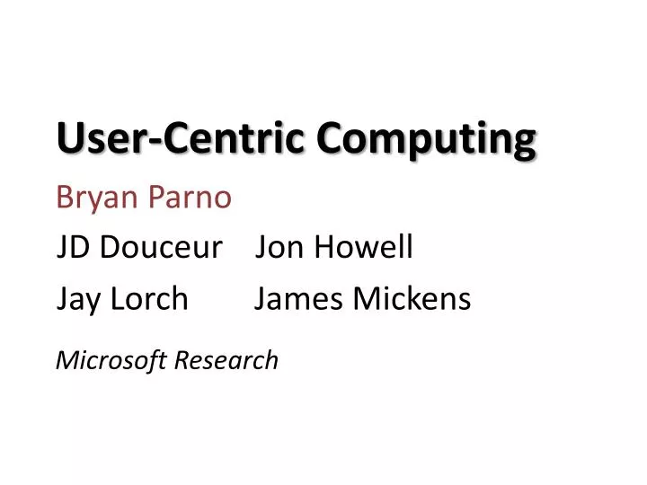 user centric computing
