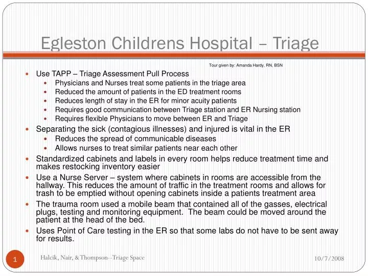 egleston childrens hospital triage