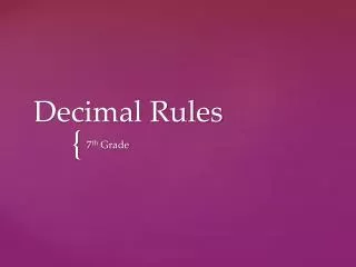 Decimal Rules