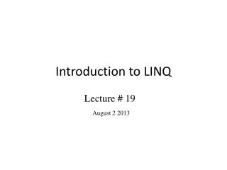 Introduction to LINQ