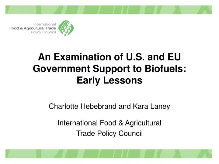 an examination of u s and eu government support to biofuels early lessons