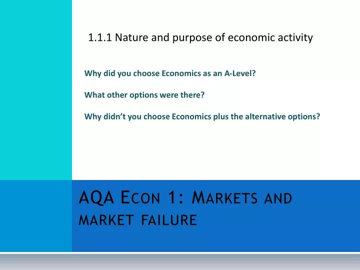 aqa econ 1 markets and market failure