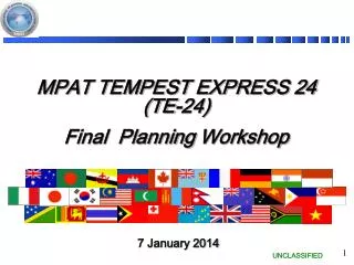 MPAT TEMPEST EXPRESS 24 (TE-24) Final Planning Workshop