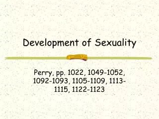 Development of Sexuality