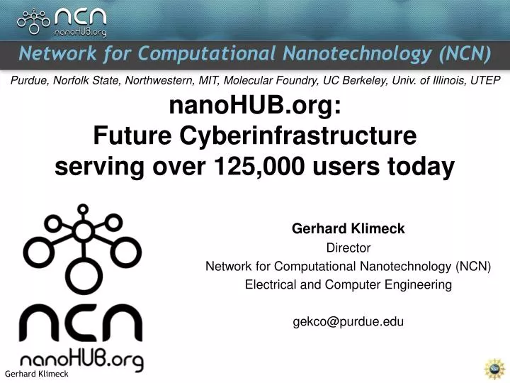 nanohub org future cyberinfrastructure serving over 125 000 users today