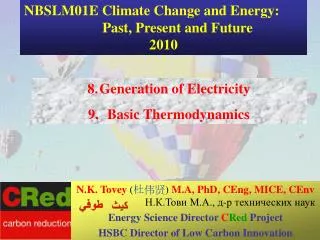 Generation of Electricity Basic Thermodynamics