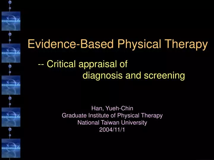 evidence based physical therapy