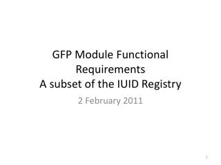 GFP Module Functional Requirements A subset of the IUID Registry