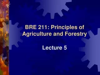 BRE 211: Principles of Agriculture and Forestry