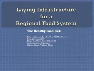 Laying Infrastructure for a Regional Food System