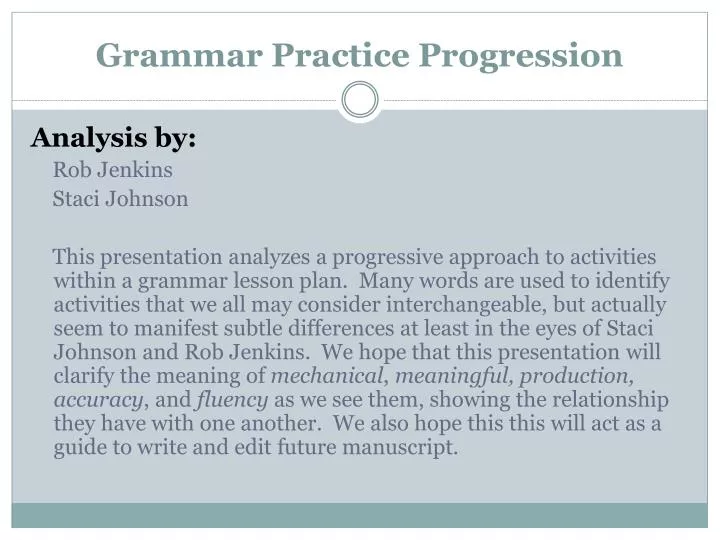 grammar practice progression