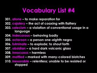 Vocabulary List #4