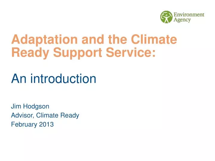 adaptation and the climate ready support service an introduction