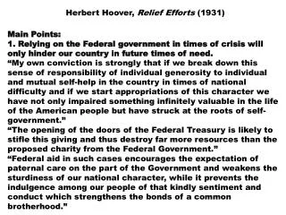 Herbert Hoover, Relief Efforts (1931)