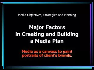 Media Objectives, Strategies and Planning