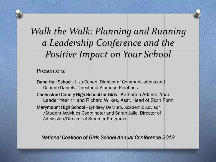 walk the walk planning and running a leadership conference and the positive impact on your school