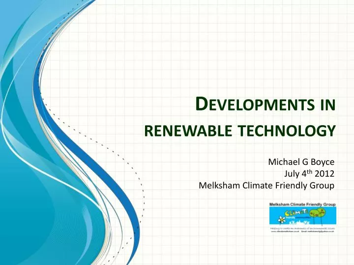developments in renewable technology