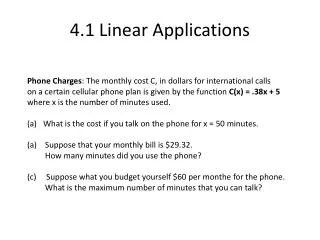 4.1 Linear Applications