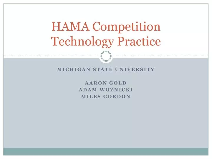 hama competition technology practice
