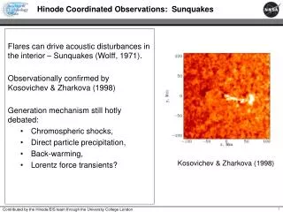 Hinode Coordinated Observations: Sunquakes