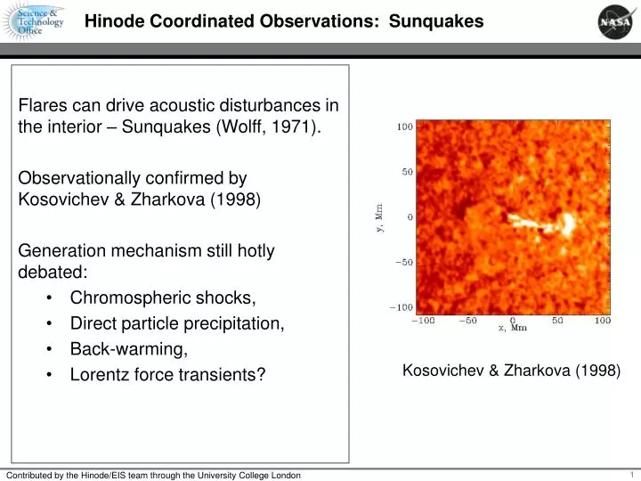 hinode coordinated observations sunquakes