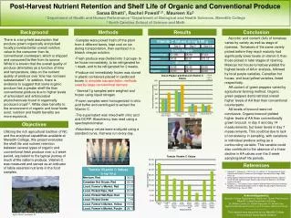 Post-Harvest Nutrient Retention and Shelf Life of Organic and Conventional Produce