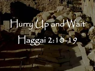 Hurry Up and Wait Haggai 2:10-19