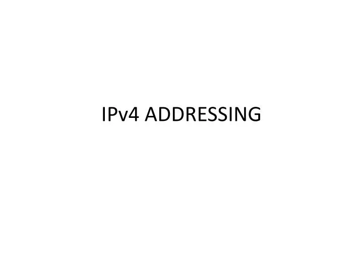 ipv4 addressing