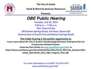The City of Austin Small &amp; Minority Business Resources Presents: