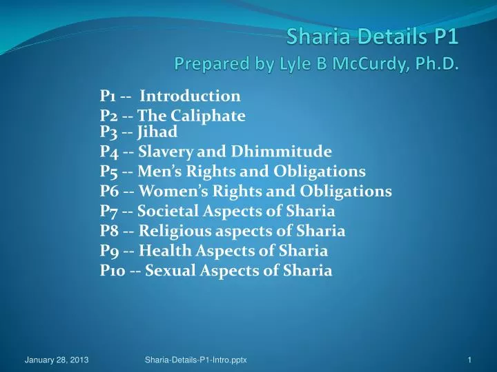 sharia details p1 prepared by lyle b mccurdy ph d