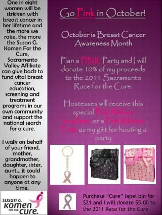 Go Pink in October! October is Breast Cancer Awareness Month