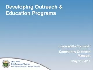Developing Outreach &amp; Education Programs