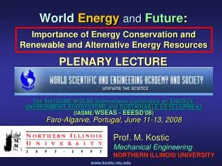 World Energy and Future : PLENARY LECTURE