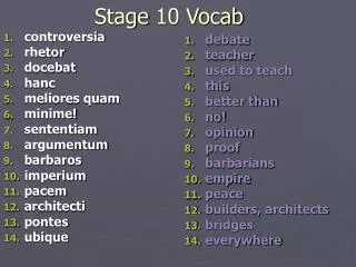 Stage 10 Vocab