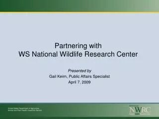 Partnering with WS National Wildlife Research Center