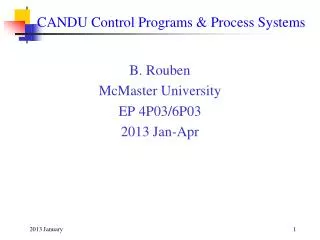 CANDU Control Programs &amp; Process Systems