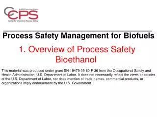 1. Overview of Process Safety Bioethanol