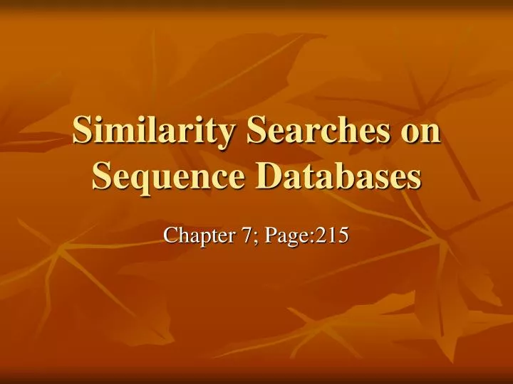 similarity searches on sequence databases