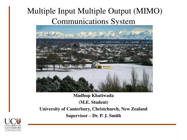 multiple input multiple output mimo communications system