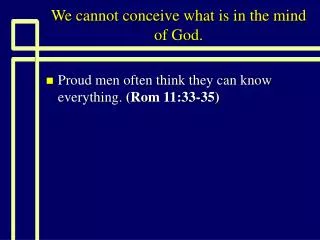 We cannot conceive what is in the mind of God.