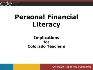 Personal Financial Literacy Implications for Colorado Teachers