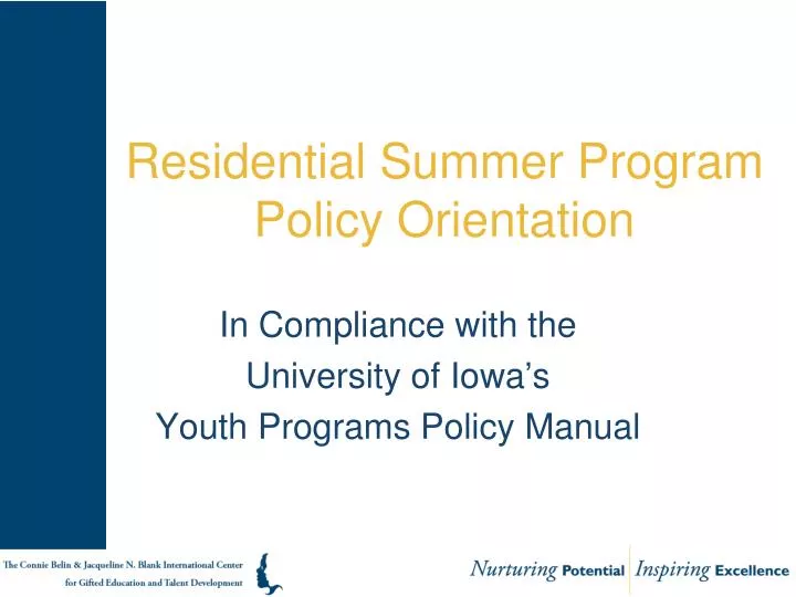 residential summer program policy orientation