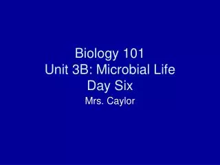 Biology 101 Unit 3B: Microbial Life Day Six
