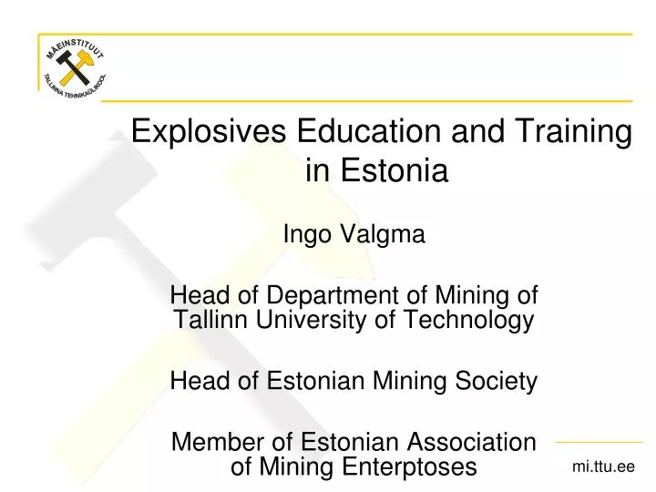 explosives education and training in estonia
